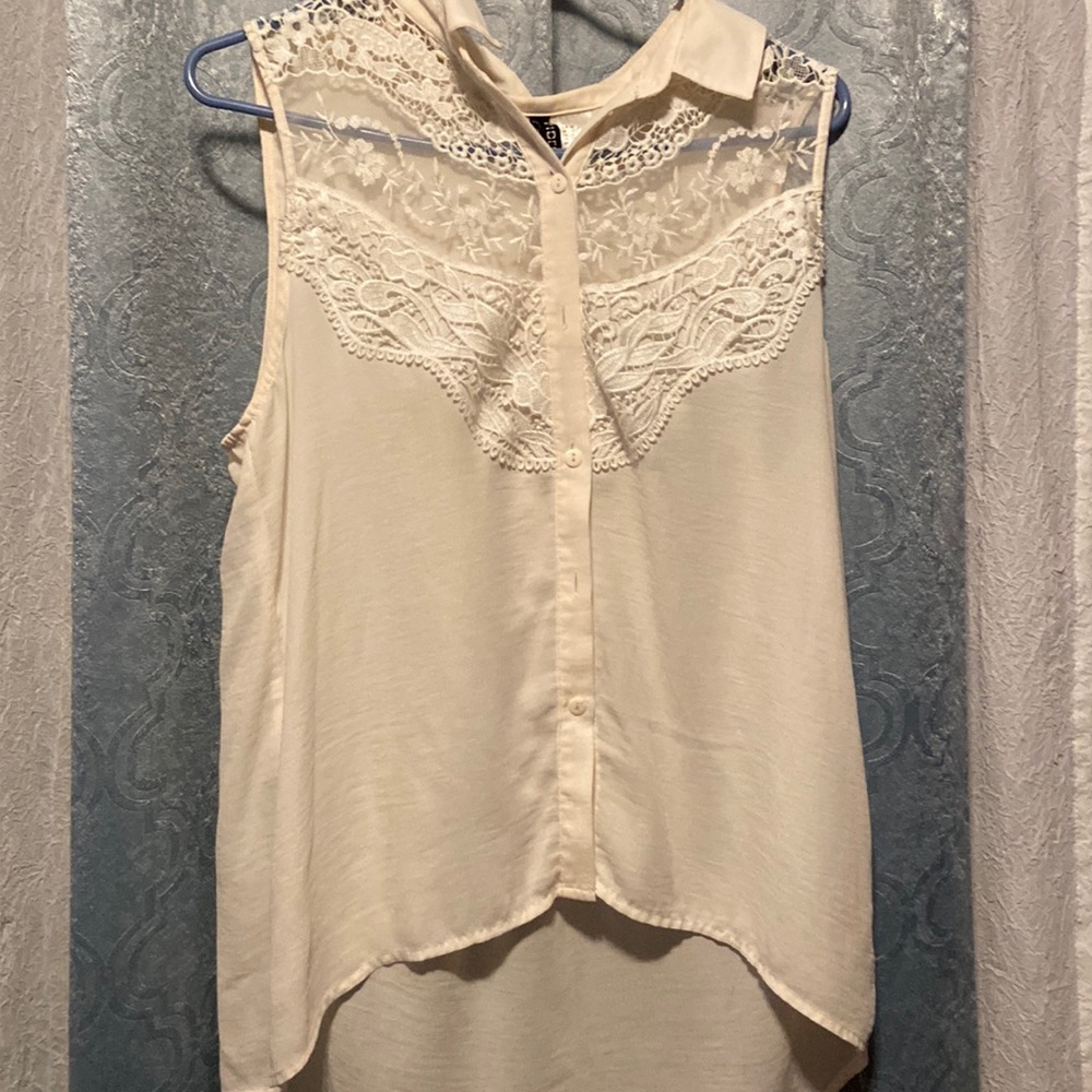 White egg shell button down shirt